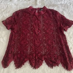 lulus red lace top blouse size medium